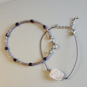 Purple and Silver Bracelet Set